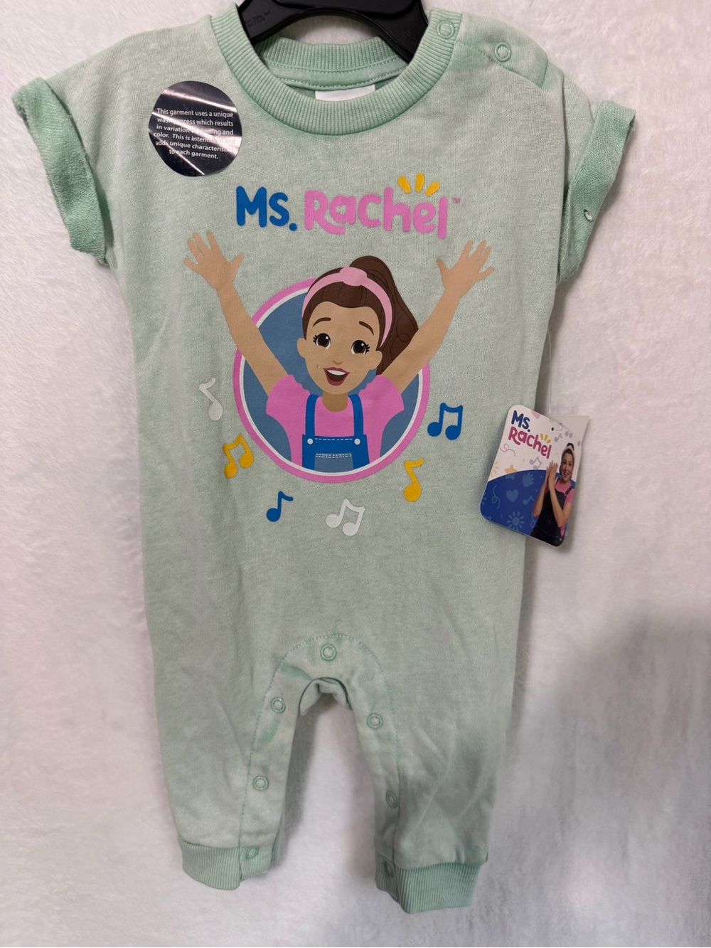 Rachel Mint Green Ms. Rachel Graphic Baby Footie